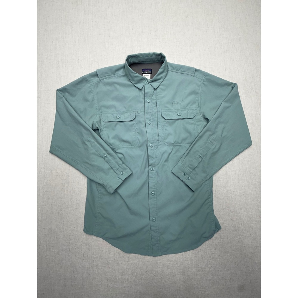 Patagonia Sol Patrol II Fishing Shirt Mens Medium Green Long Sleeve Vented UPF